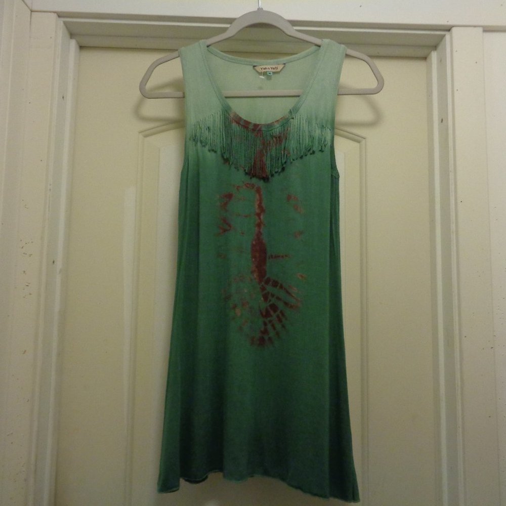YAK N YETI FRINGEY TYE DYED MINI DRESS M